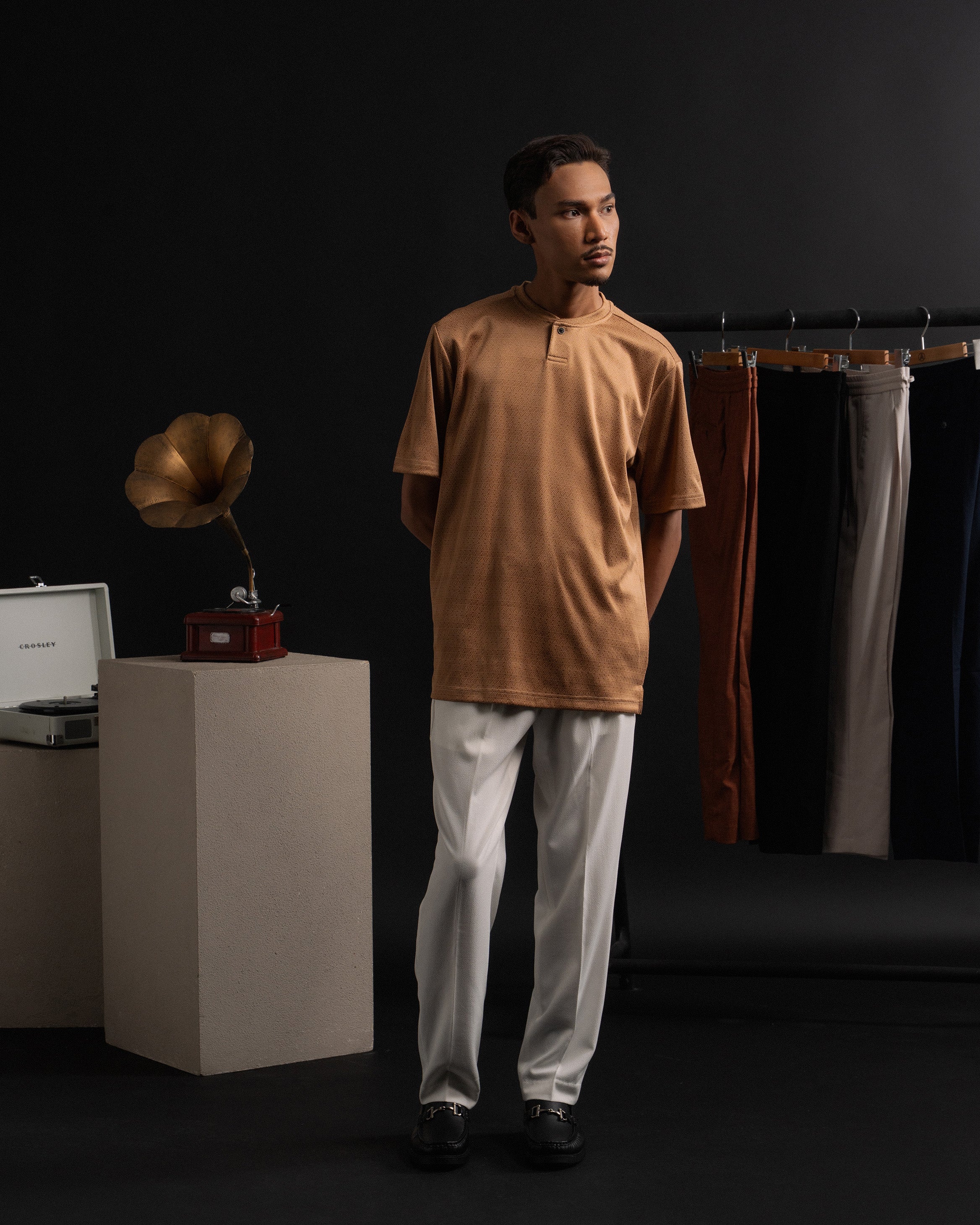 jacquard Kurta Shirt in Brown