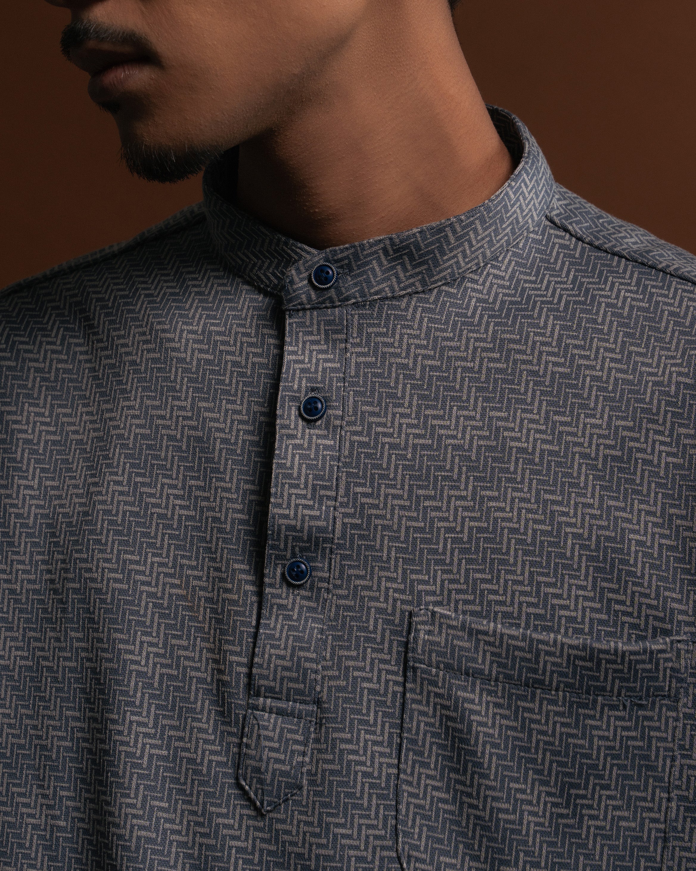 Geo Kurta Shirt in Blue