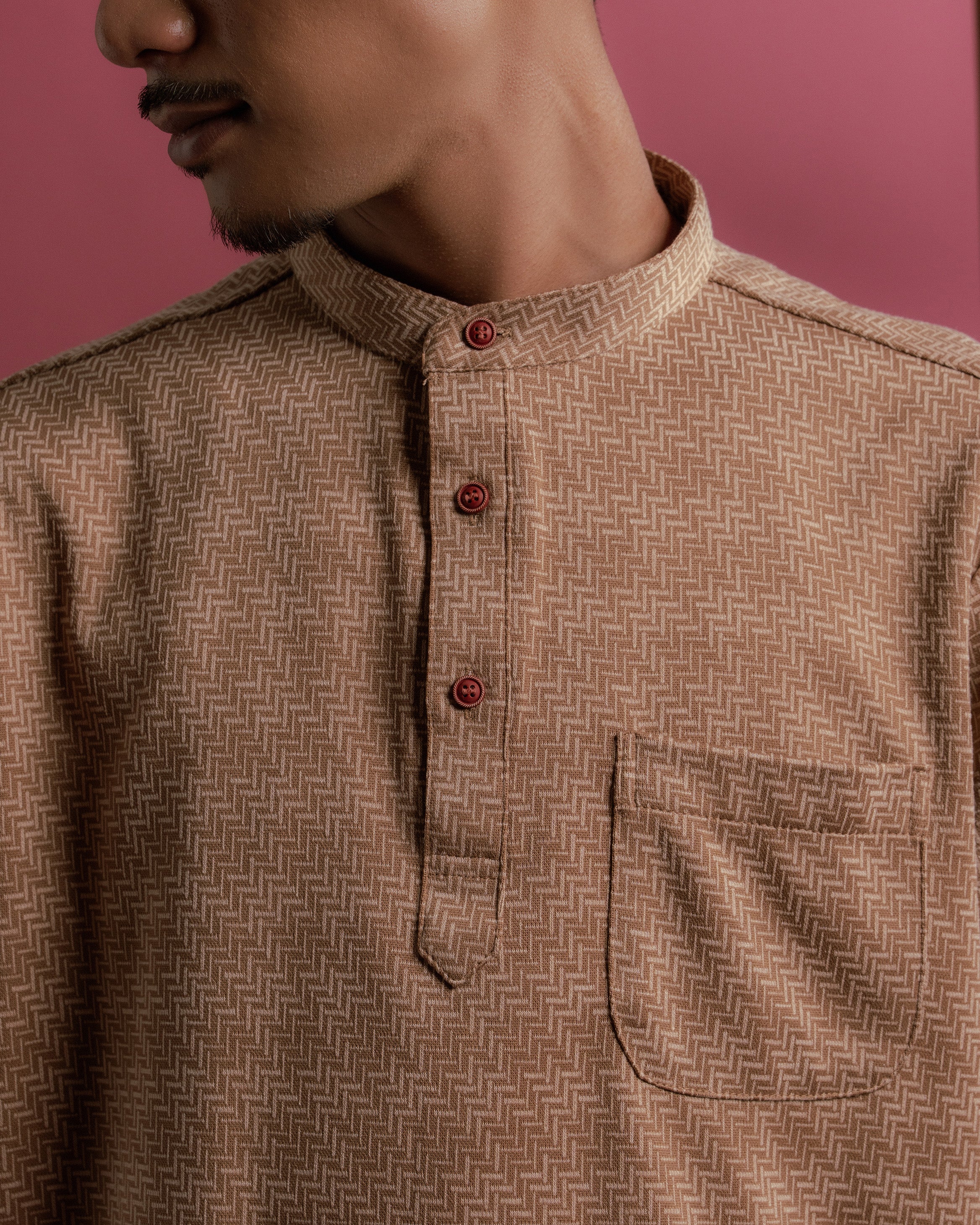 Geo Kurta Shirt in brown
