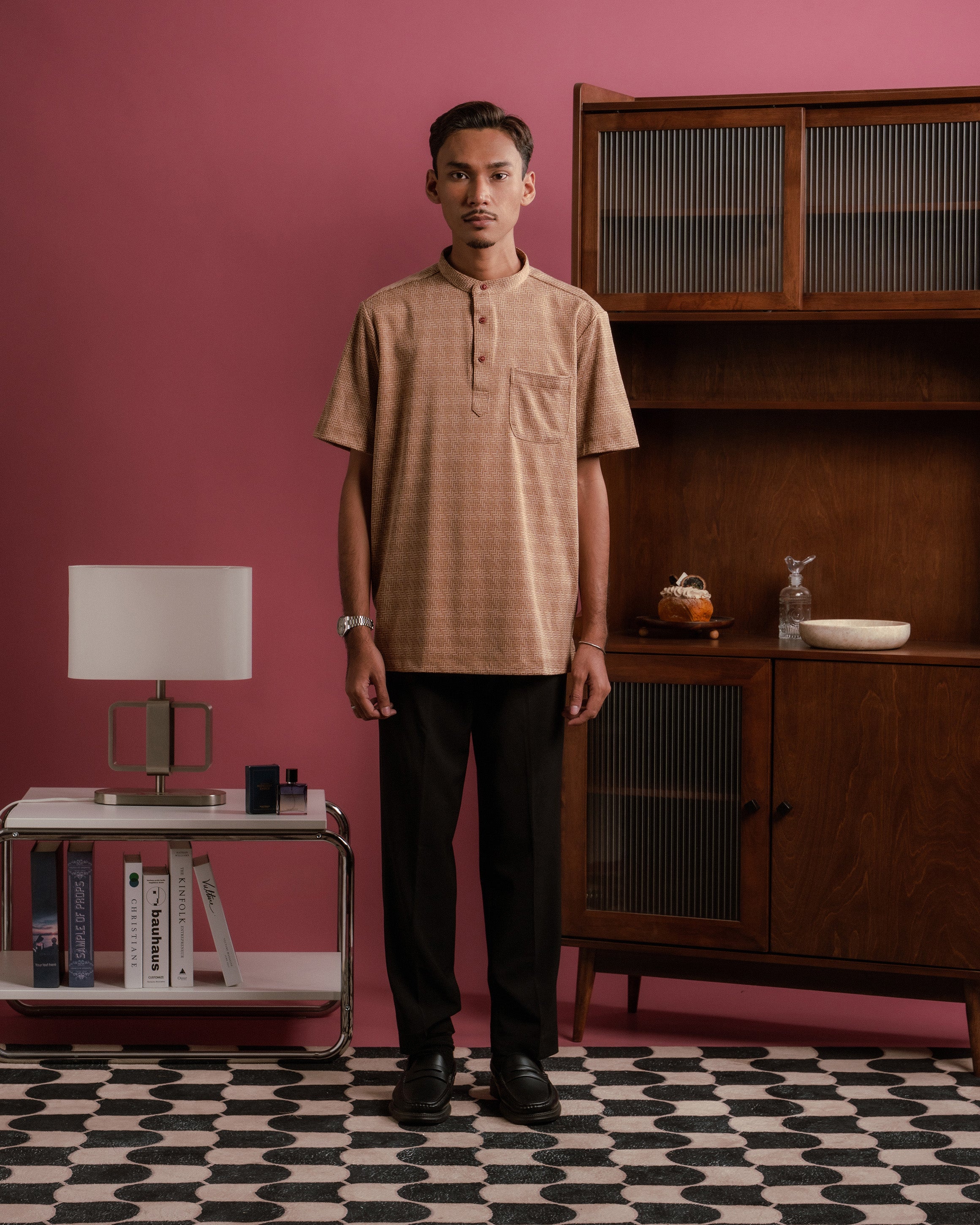 Geo Kurta Shirt in brown