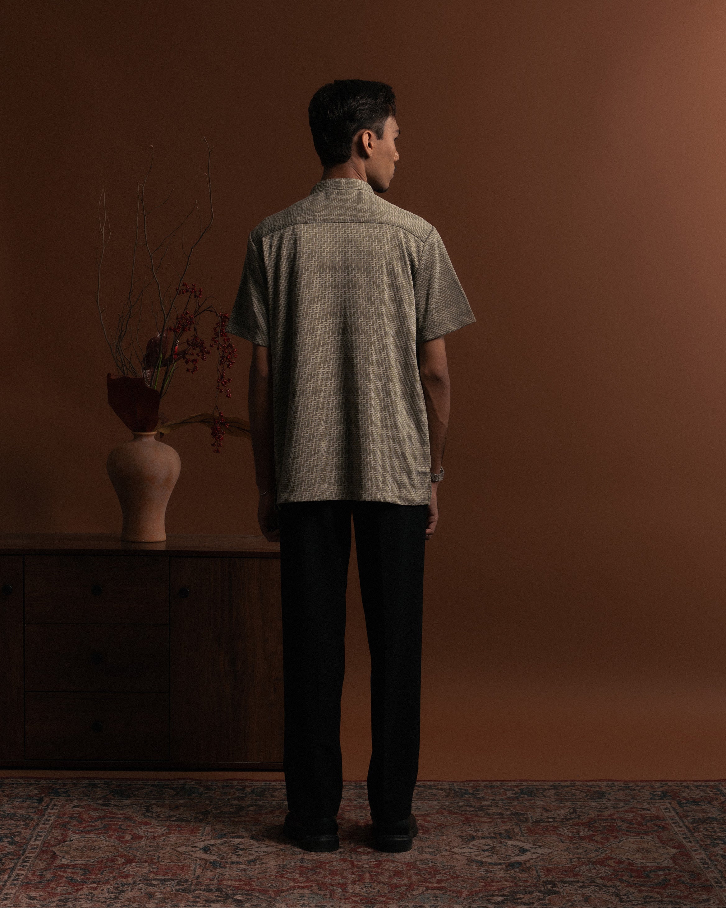 Geo Kurta Shirt in green