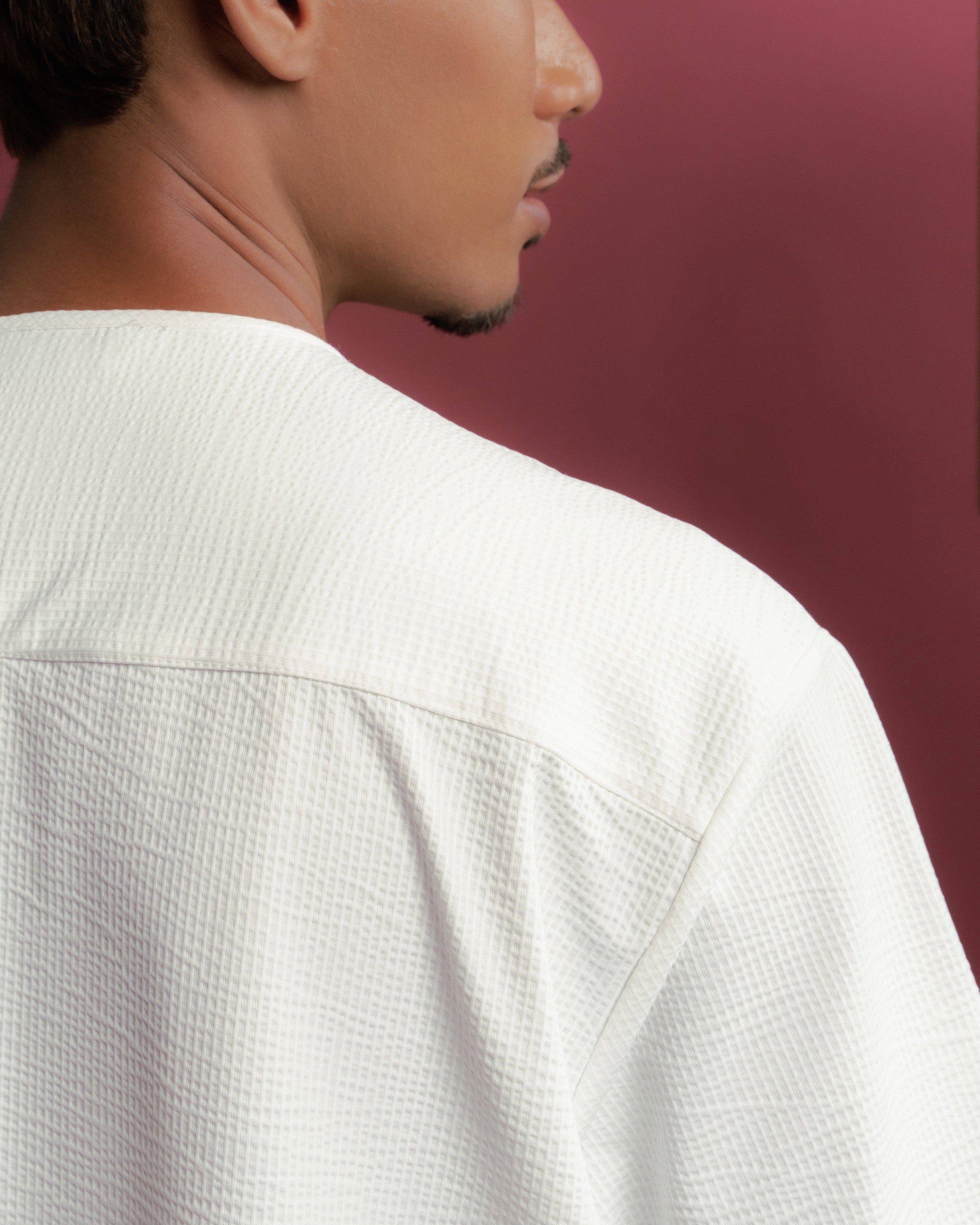 Weave Kurta Shirt in White