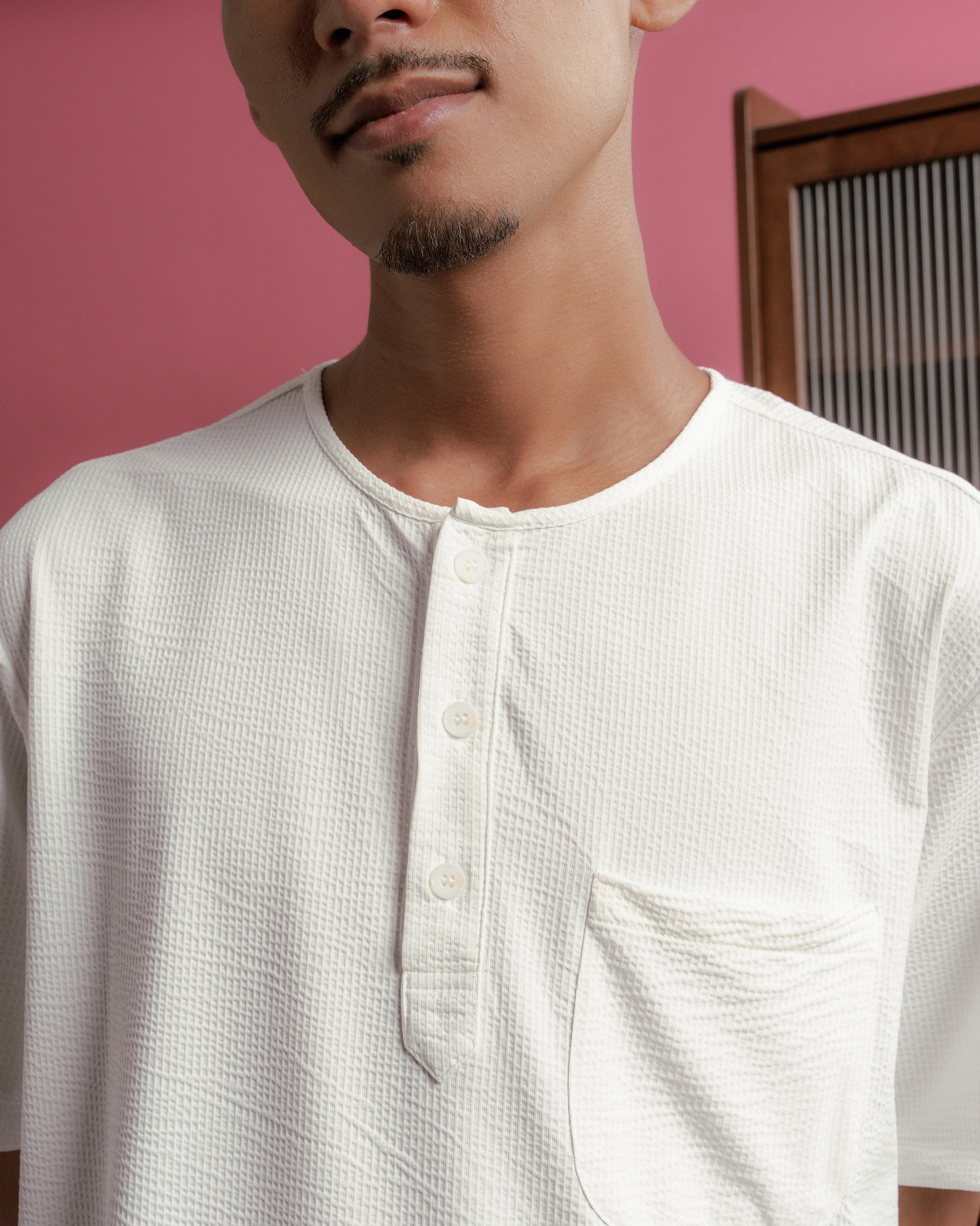 Weave Kurta Shirt in White