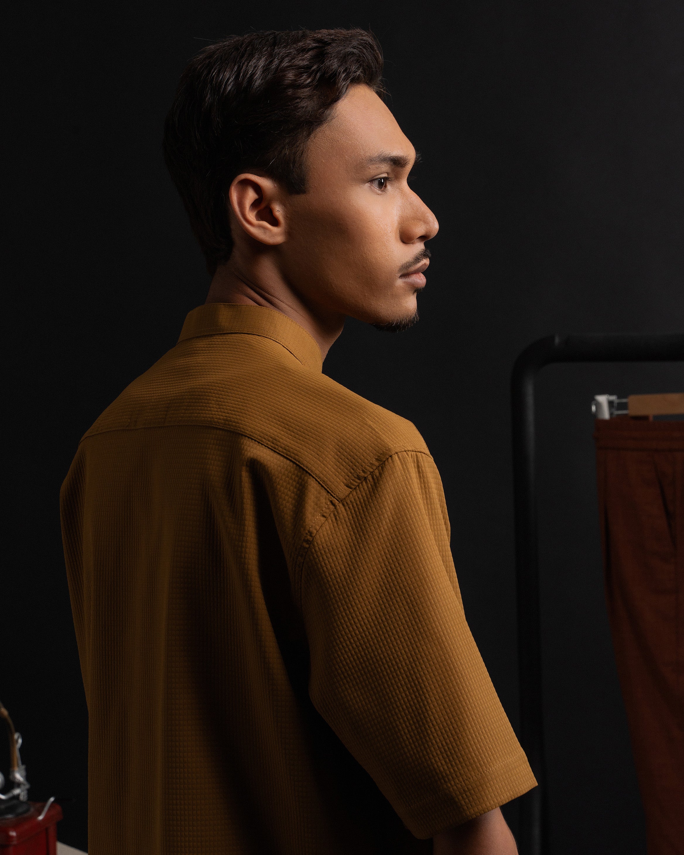 Waffle Kurta Shirt in Brown