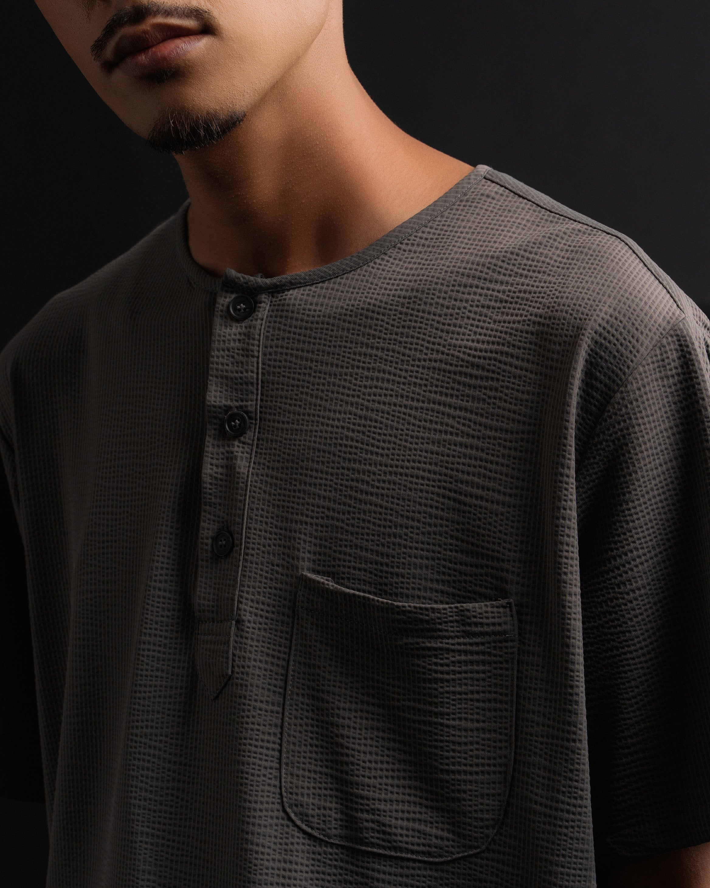 Weave Kurta Shirt in Grey