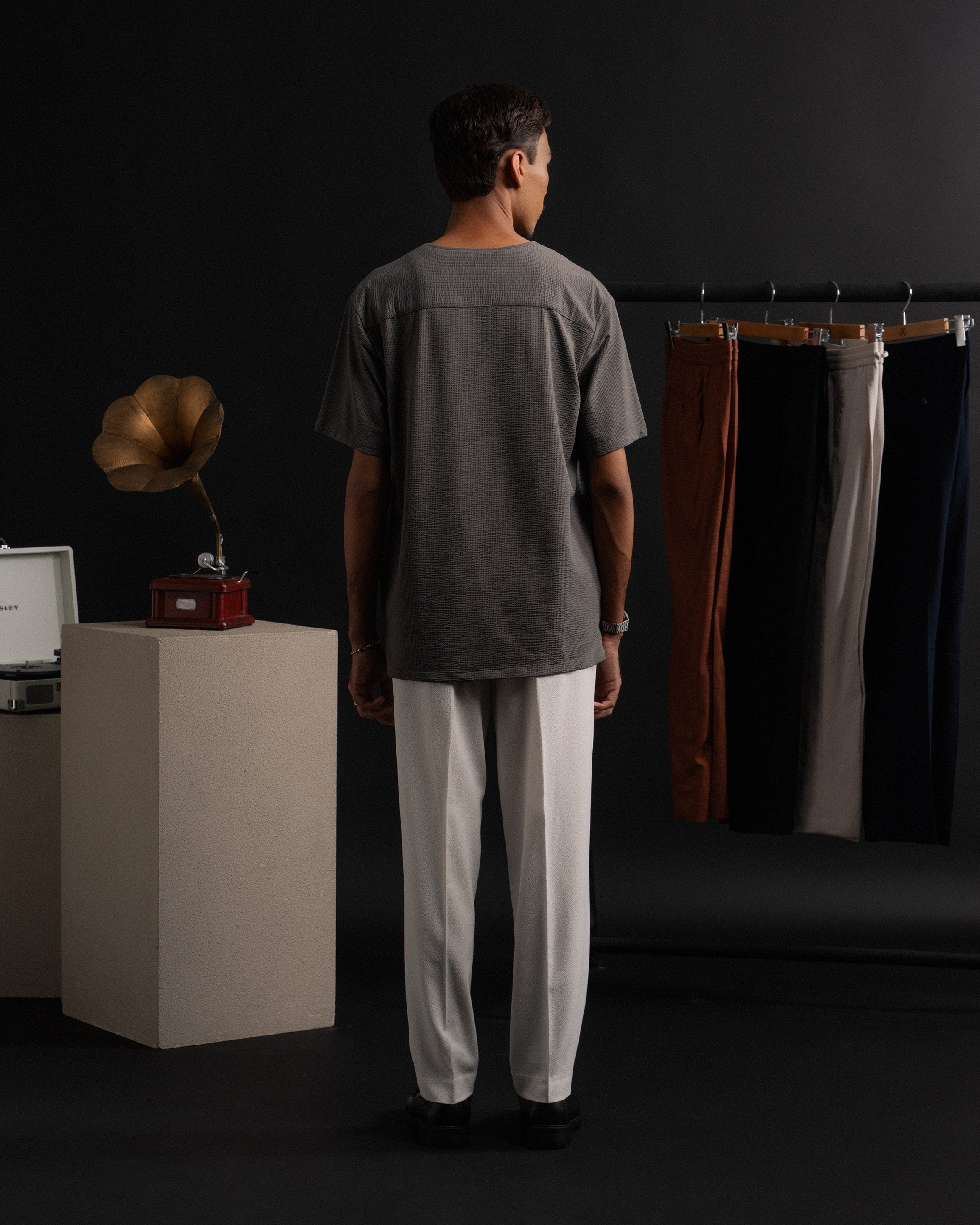 Weave Kurta Shirt in Grey