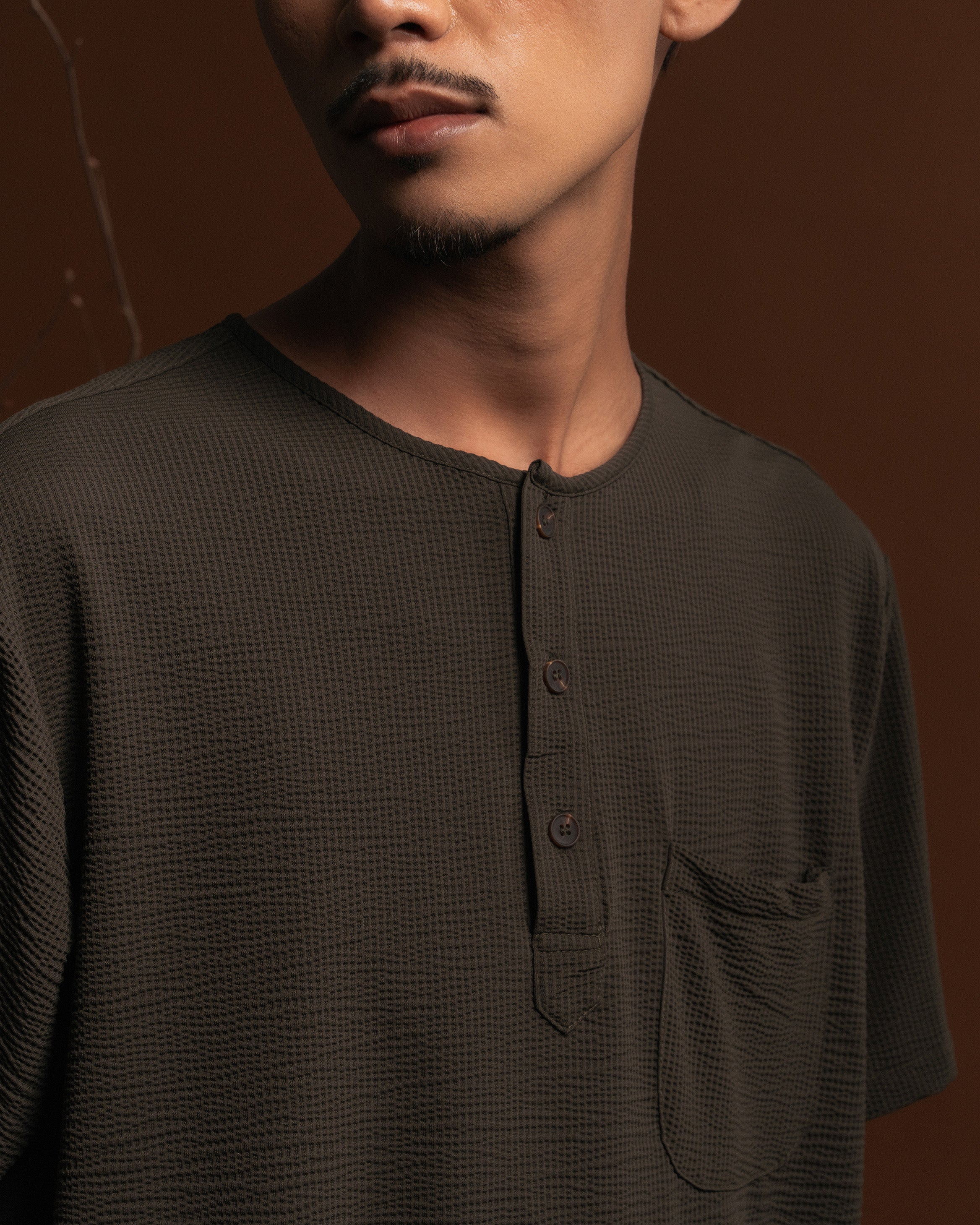 Weave Kurta Shirt in Green