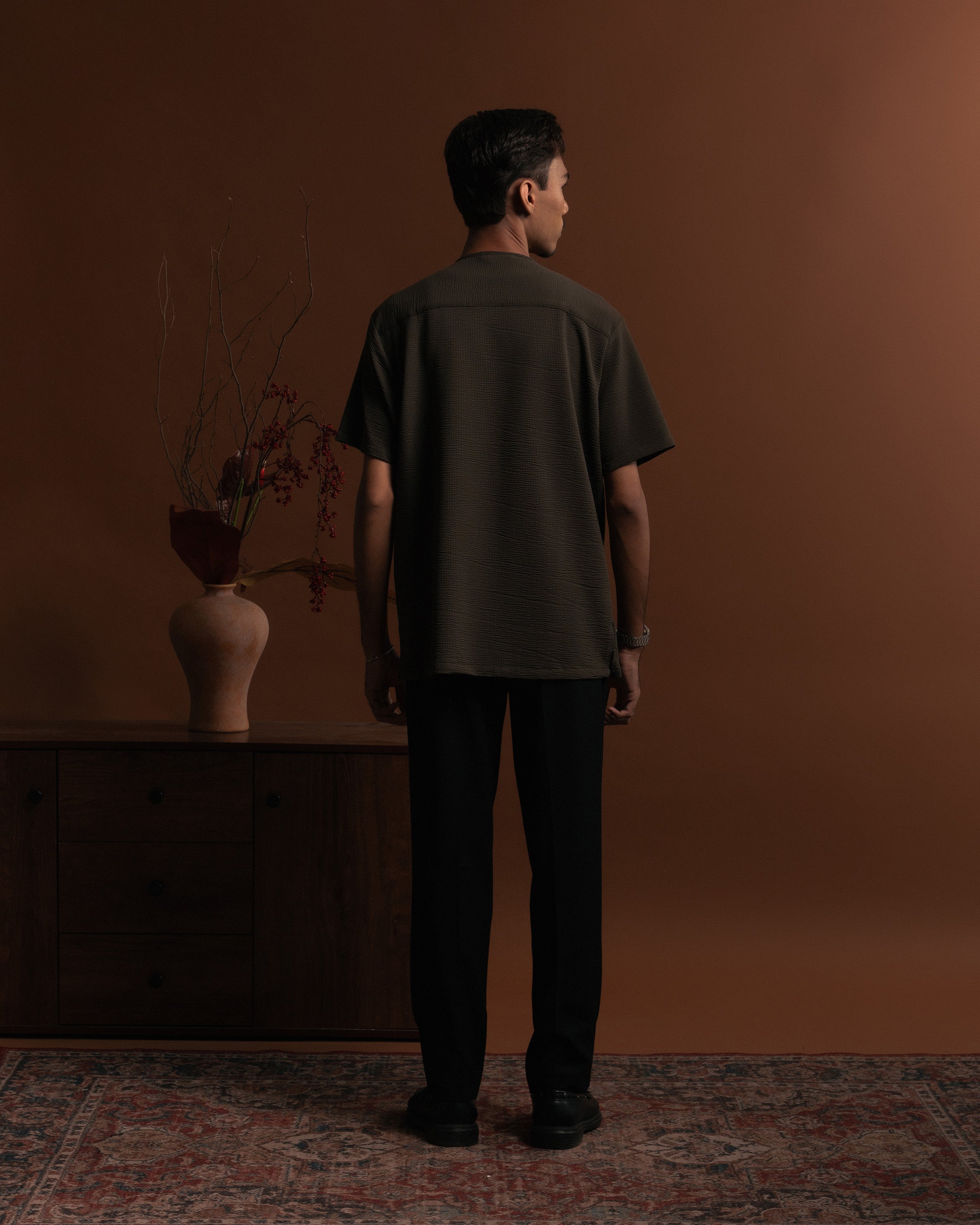 Weave Kurta Shirt in Green