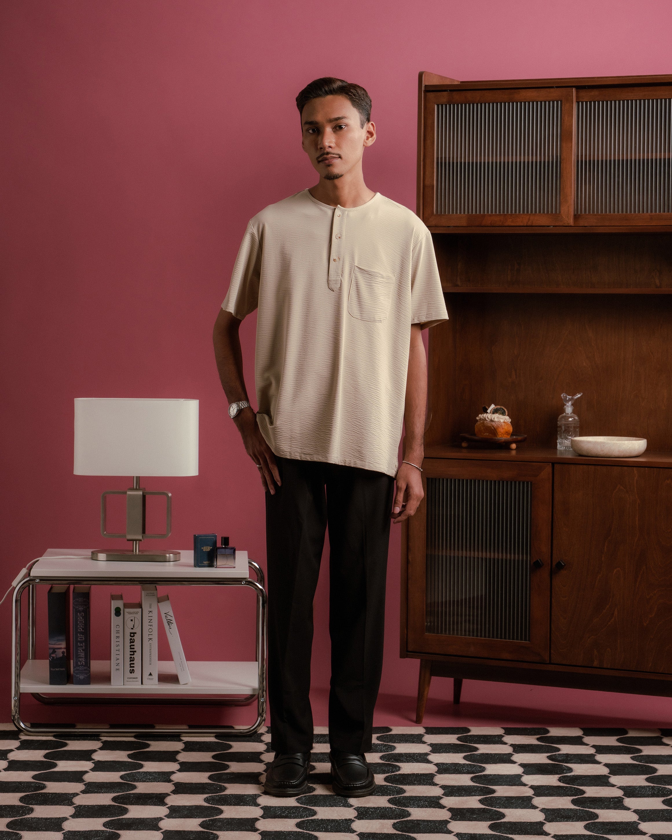 Weave Kurta Shirt in Cream
