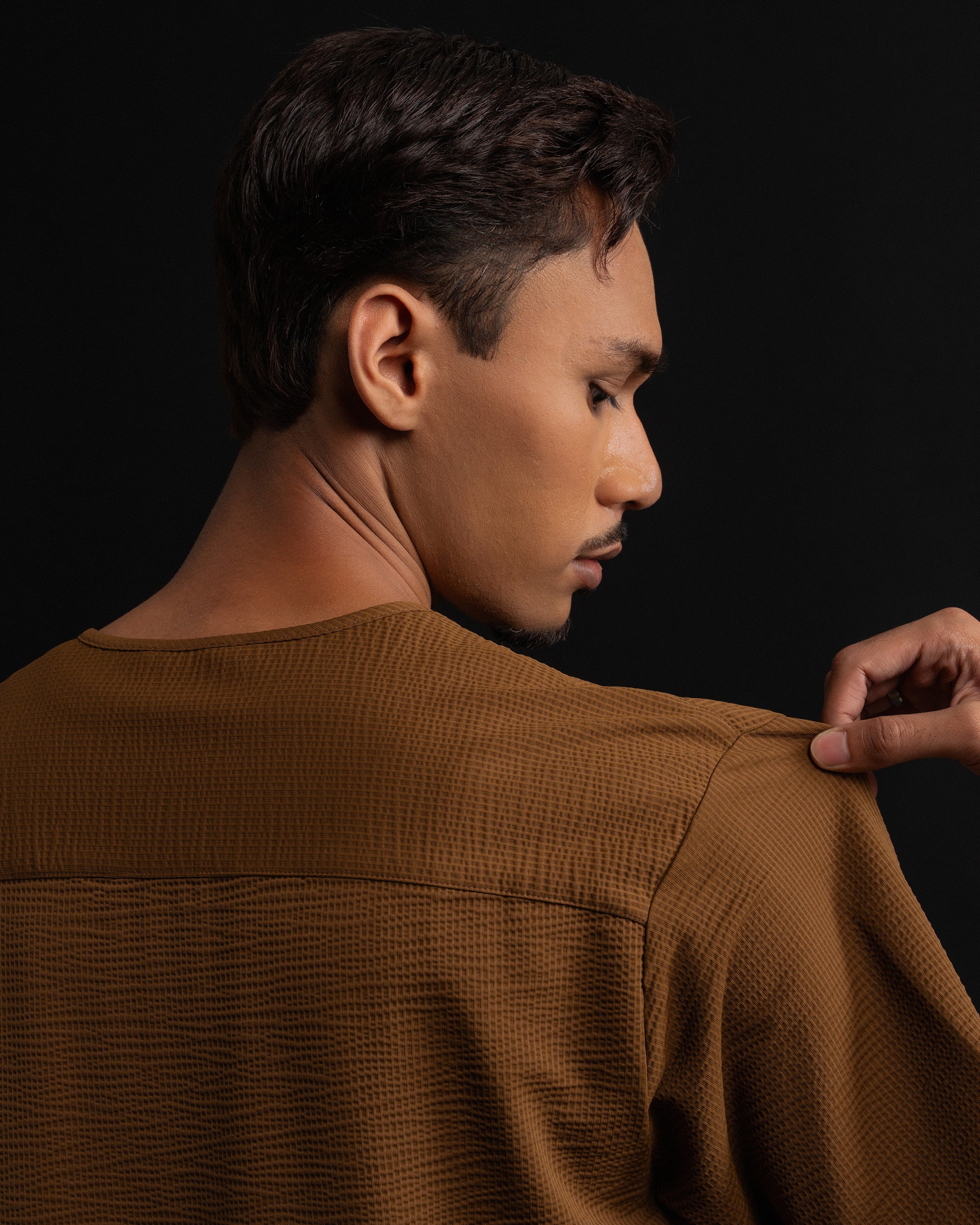 Weave Kurta Shirt in Brown