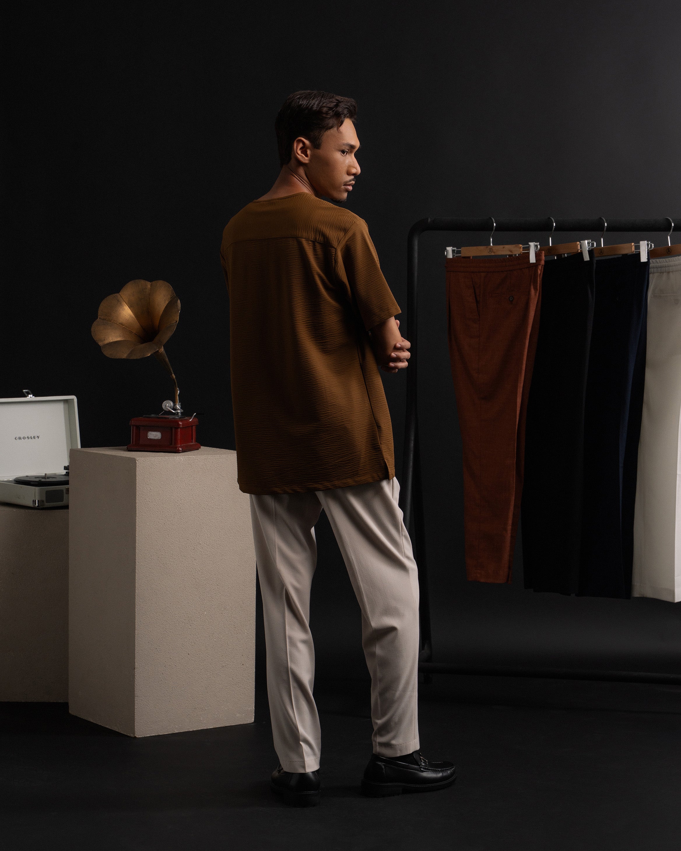 Weave Kurta Shirt in Brown