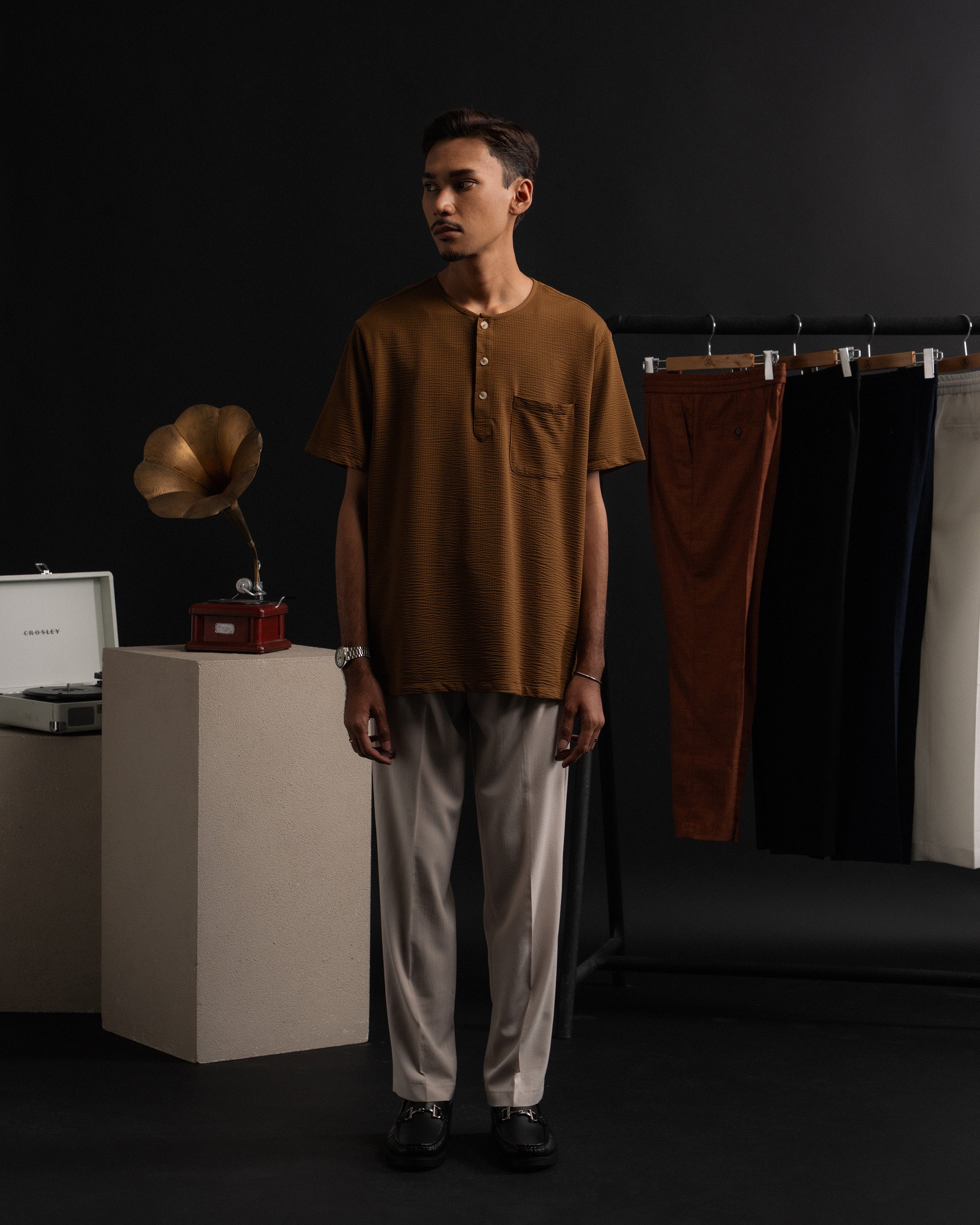 Weave Kurta Shirt in Brown