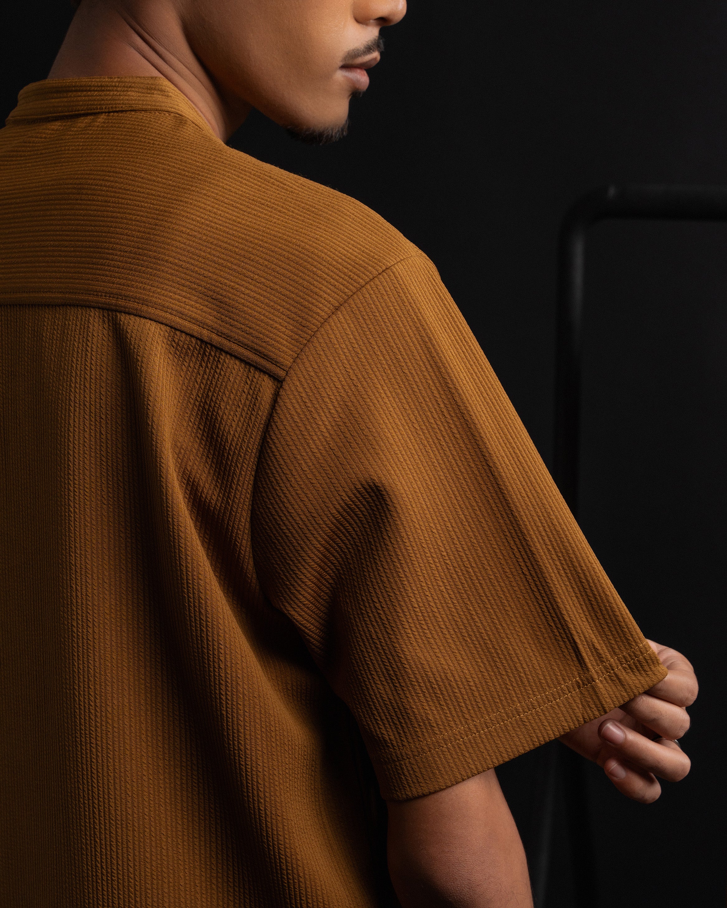 Textured Kurta Shirt in Brown