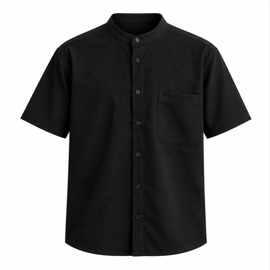 SmartMaster Waffle Kurta Shirt in Black