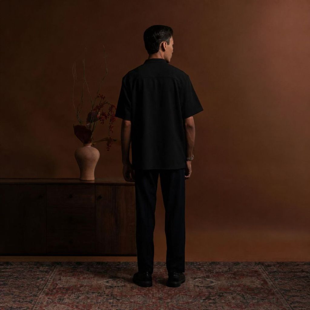 SmartMaster Textured Kurta Shirt in Black