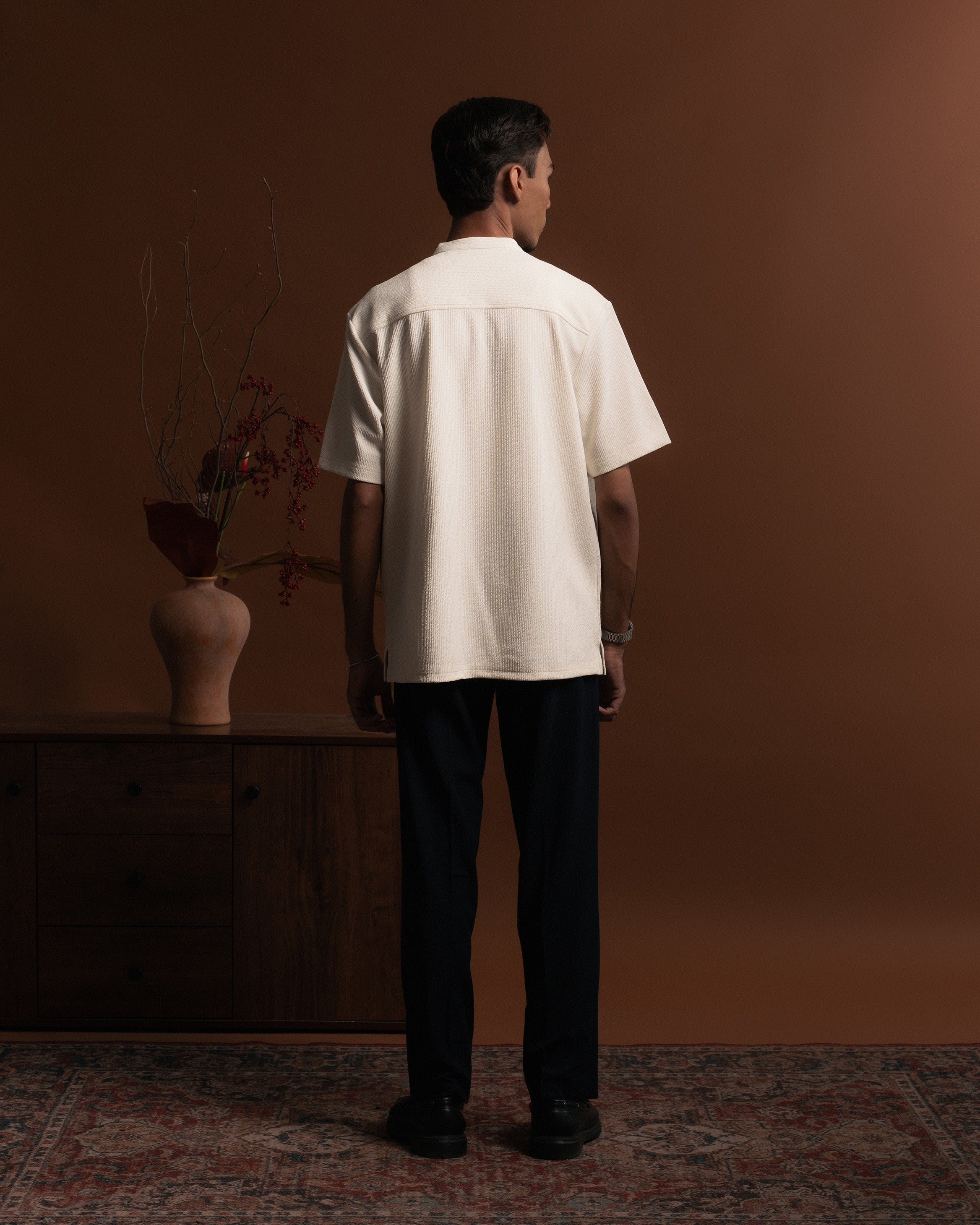 Textured Kurta Shirt in White
