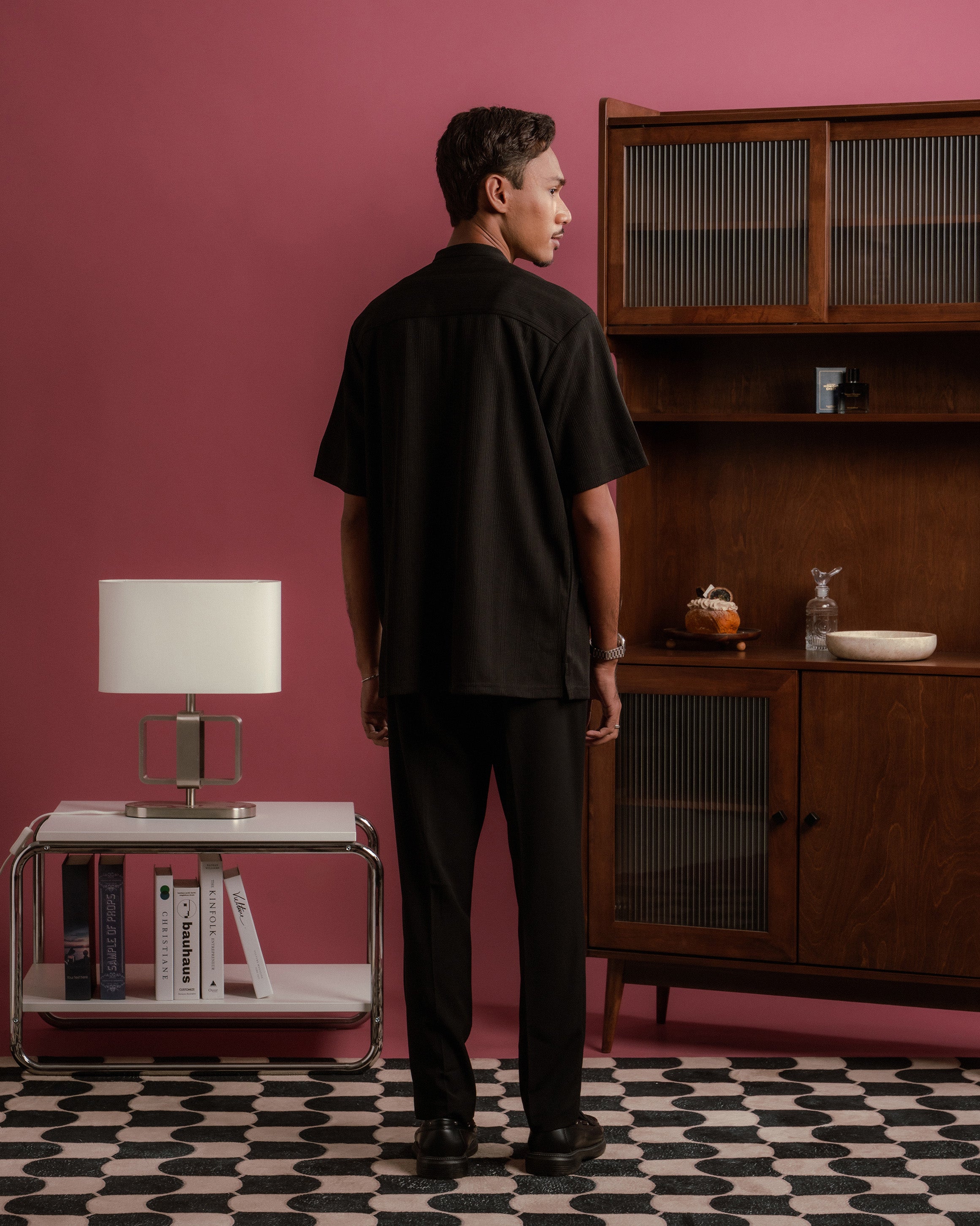 Striped Kurta Shirt in Black