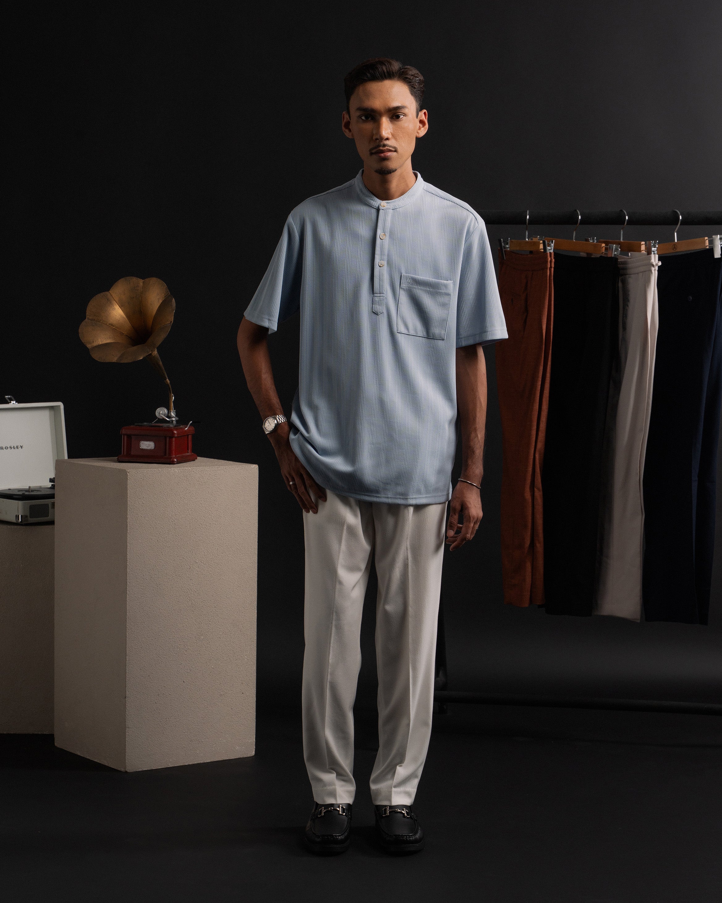 Striped Kurta Shirt in Blue