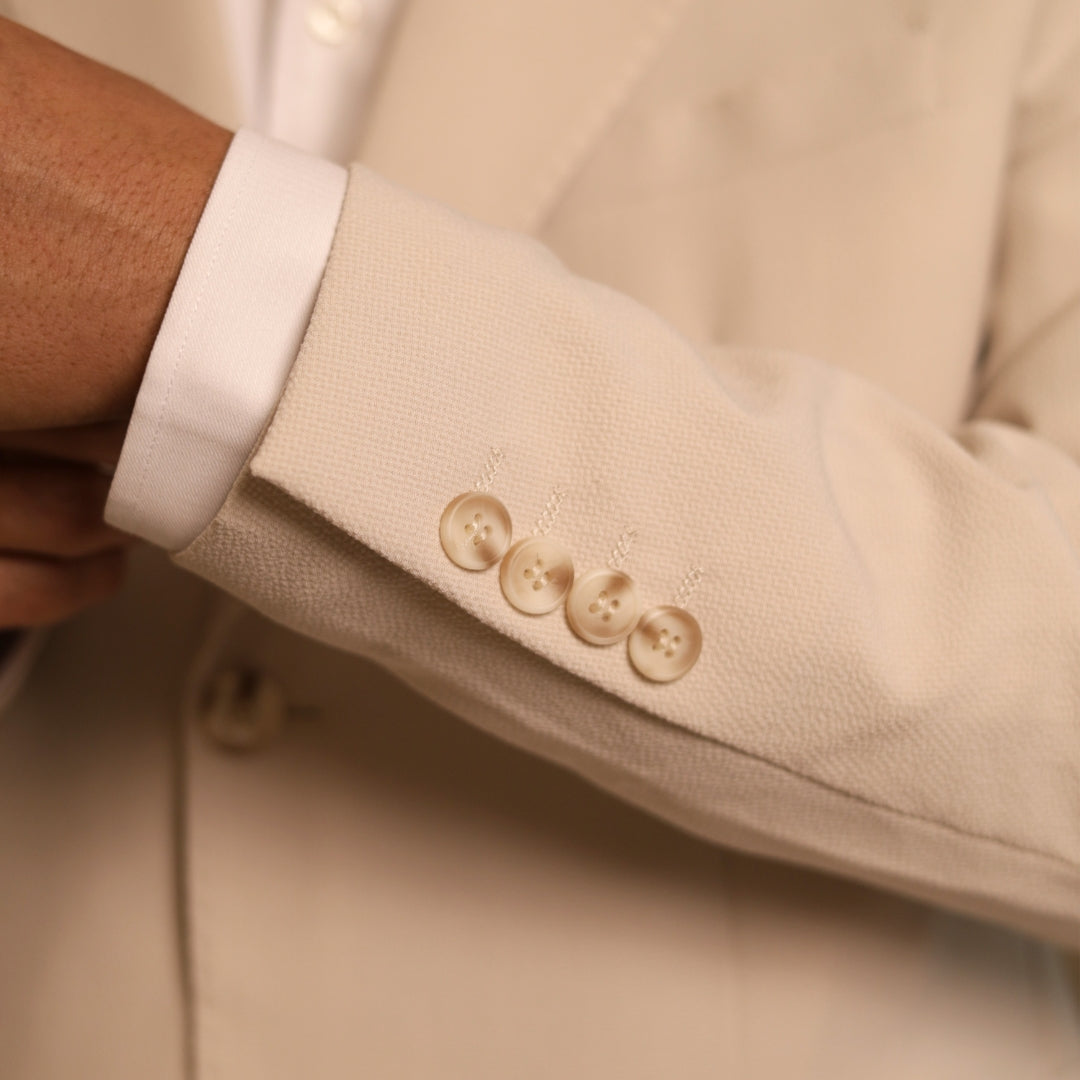 Neapolitan Peak Lapel Suit in Beige