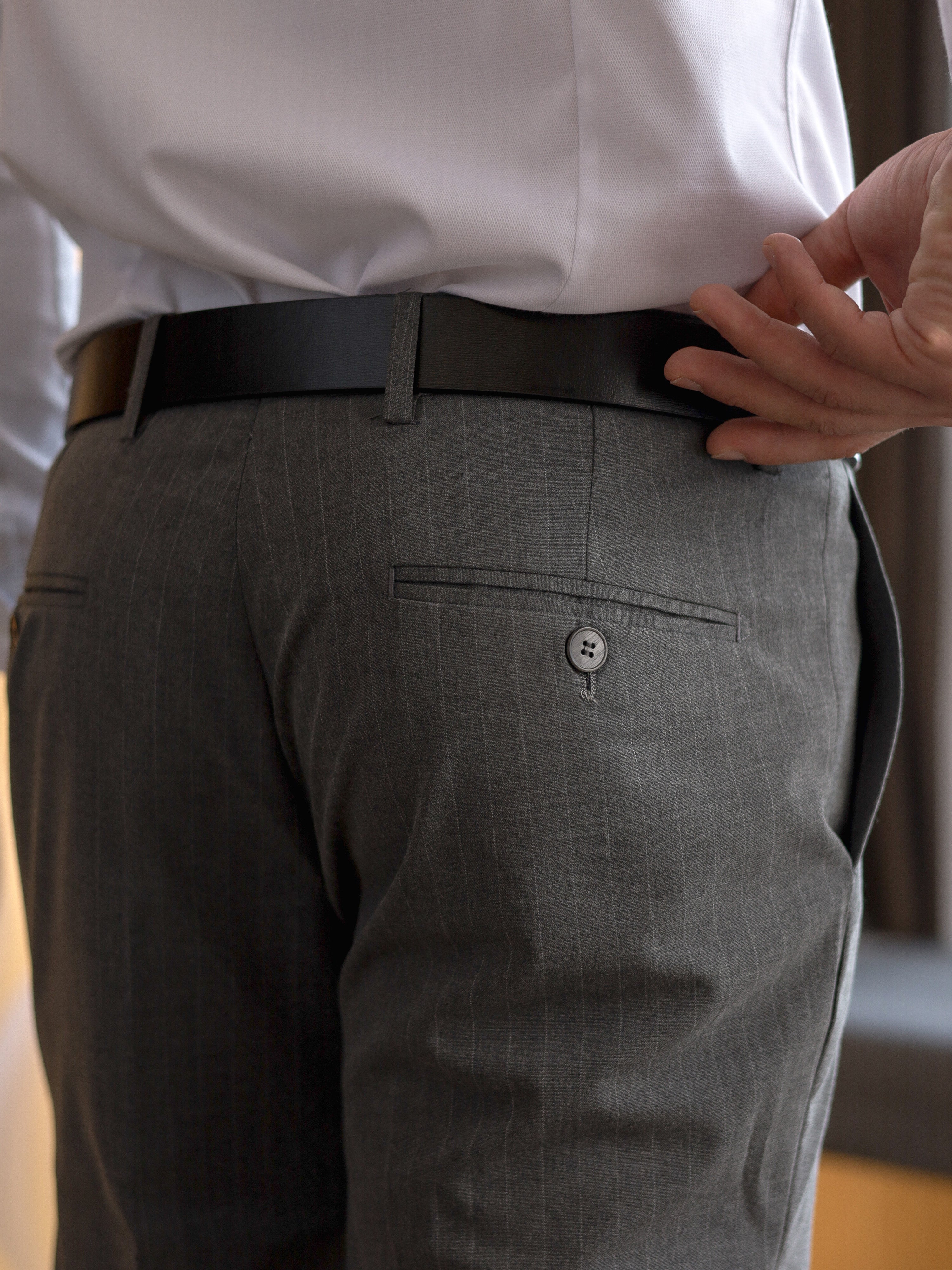 Pinstripe Black Trousers