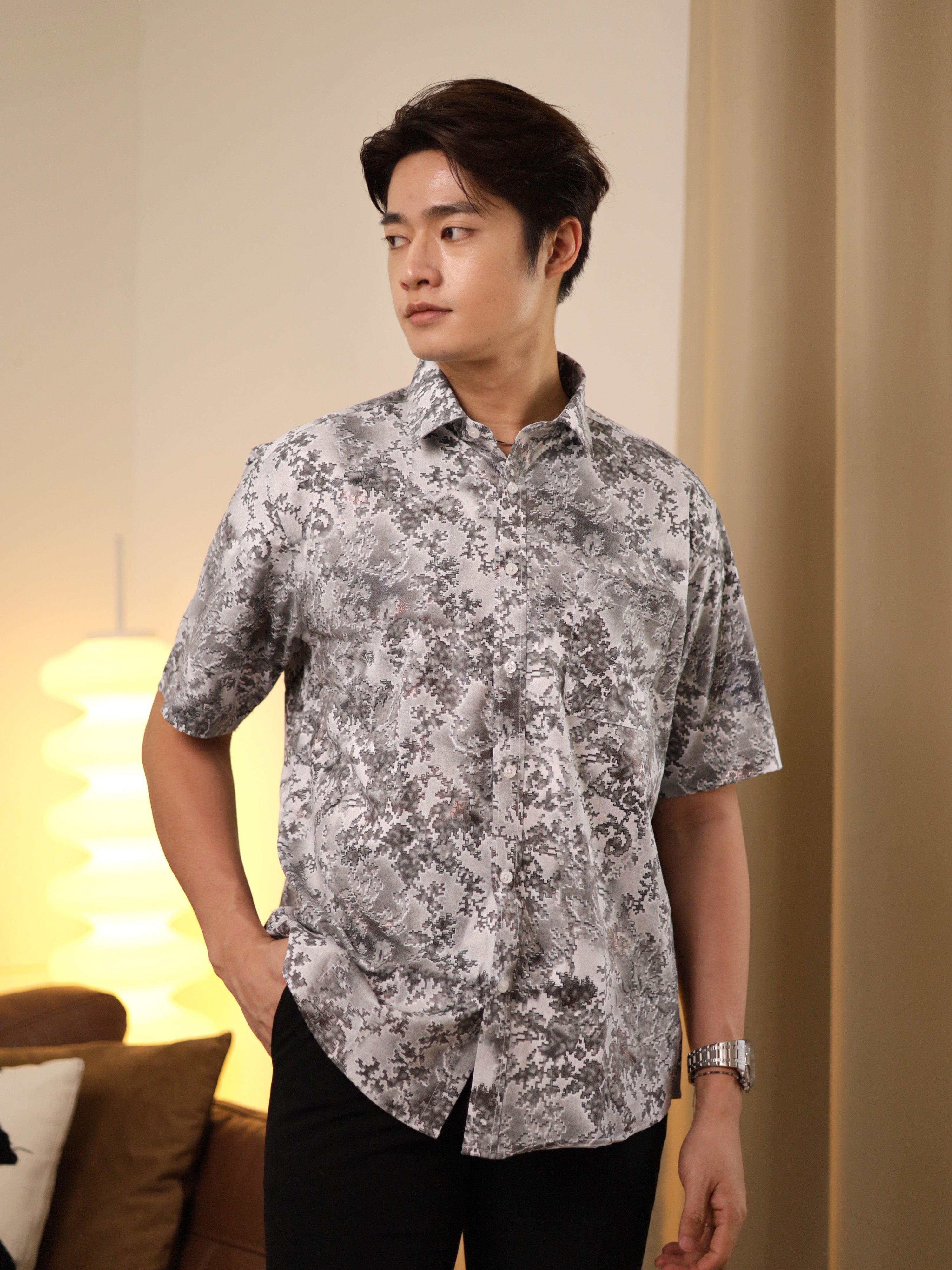 Pixamo Grey Casual Shirt