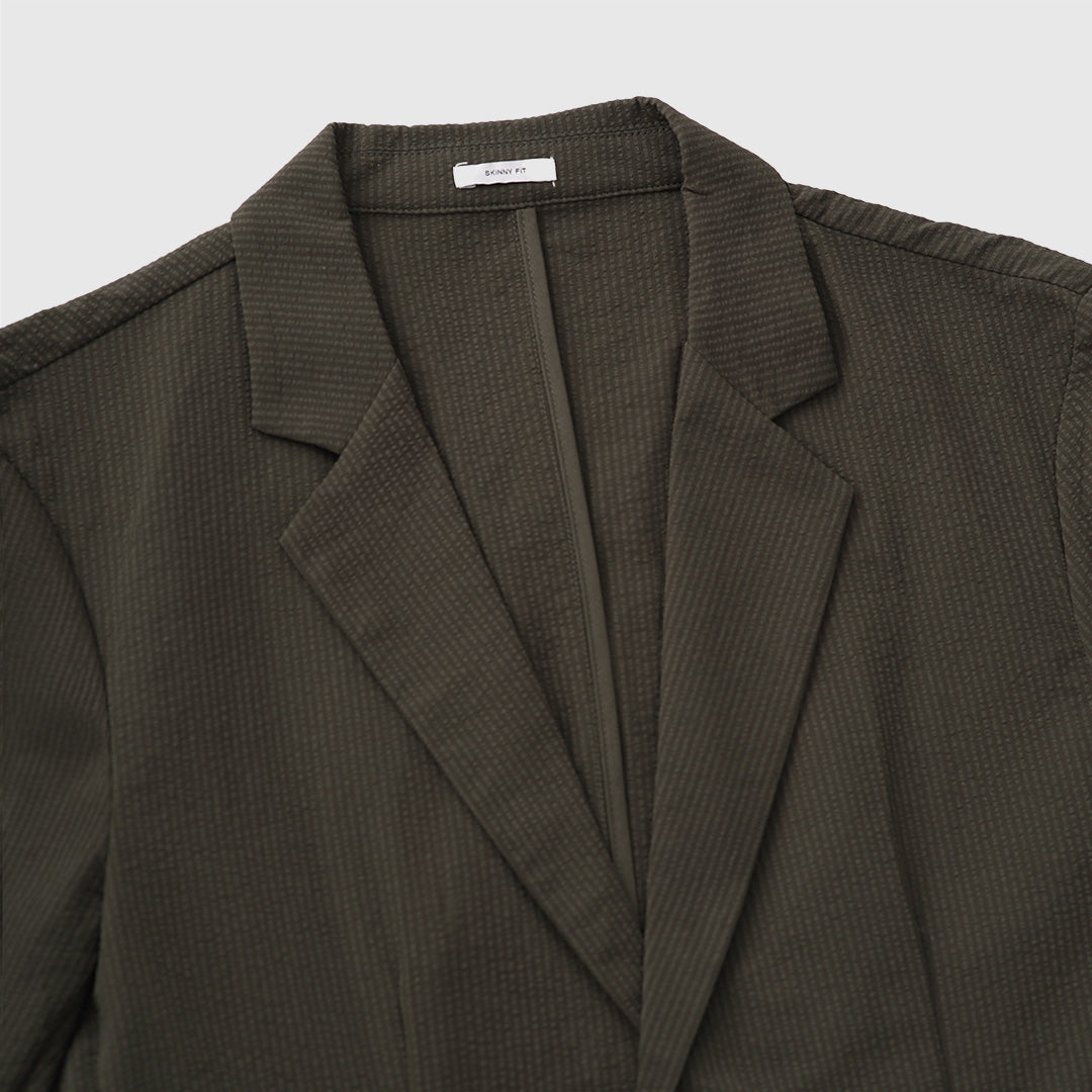 Single-Breasted Seersucker Patch Formal Suit