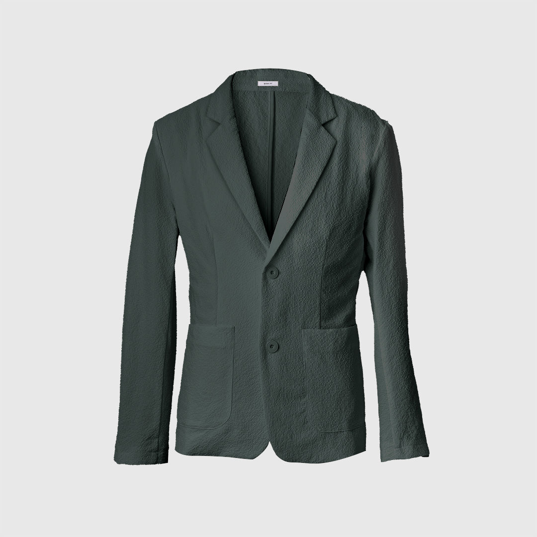 Single-Breasted Seersucker Patch Formal Suit