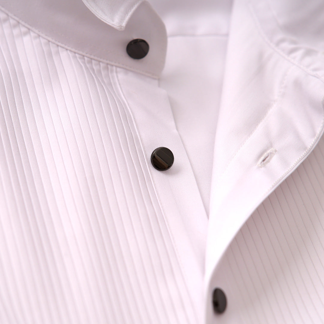 French Wingtip Pleated Tuxedo Shirt