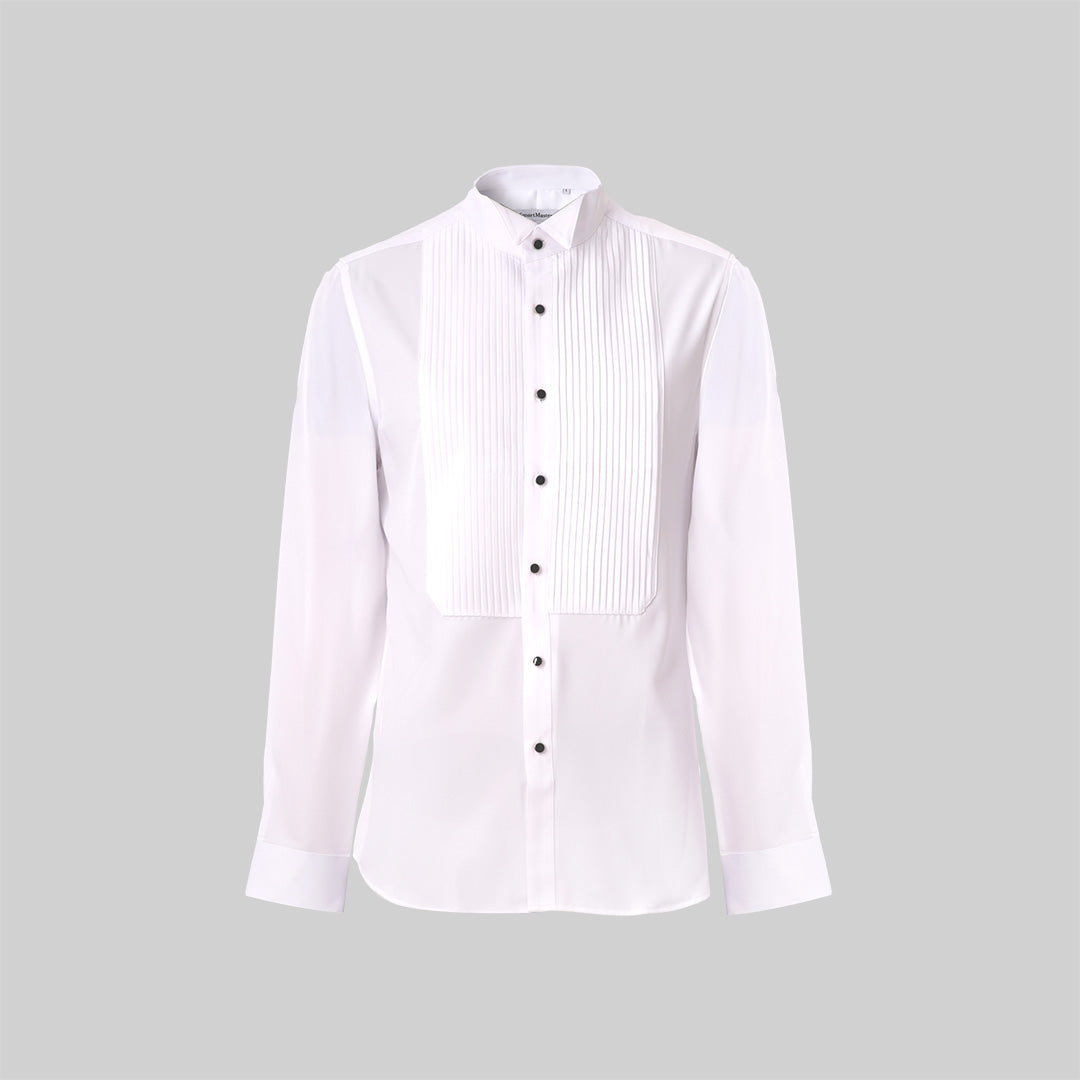 Button Wingtip Pleated Tuxedo Shirt