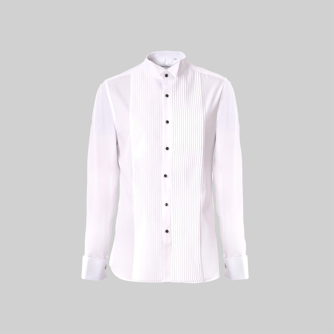 French Wingtip Pleated Tuxedo Shirt