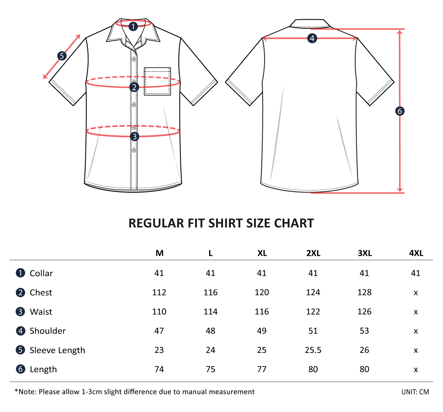 Xl Slim Fit Shirts Size Chart