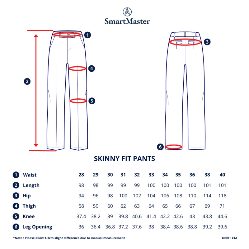SmartMaster Skinny Fit Pattern Pants Size Chaert